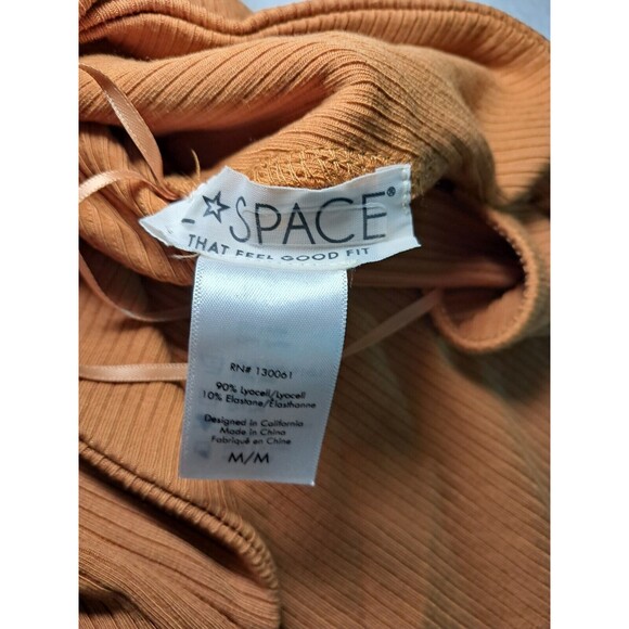 L*SPACE Scoop Neck Twist Front Rust Orange Side Slit Maxi Dress Rib Knit Size M - Picture 2 of 9
